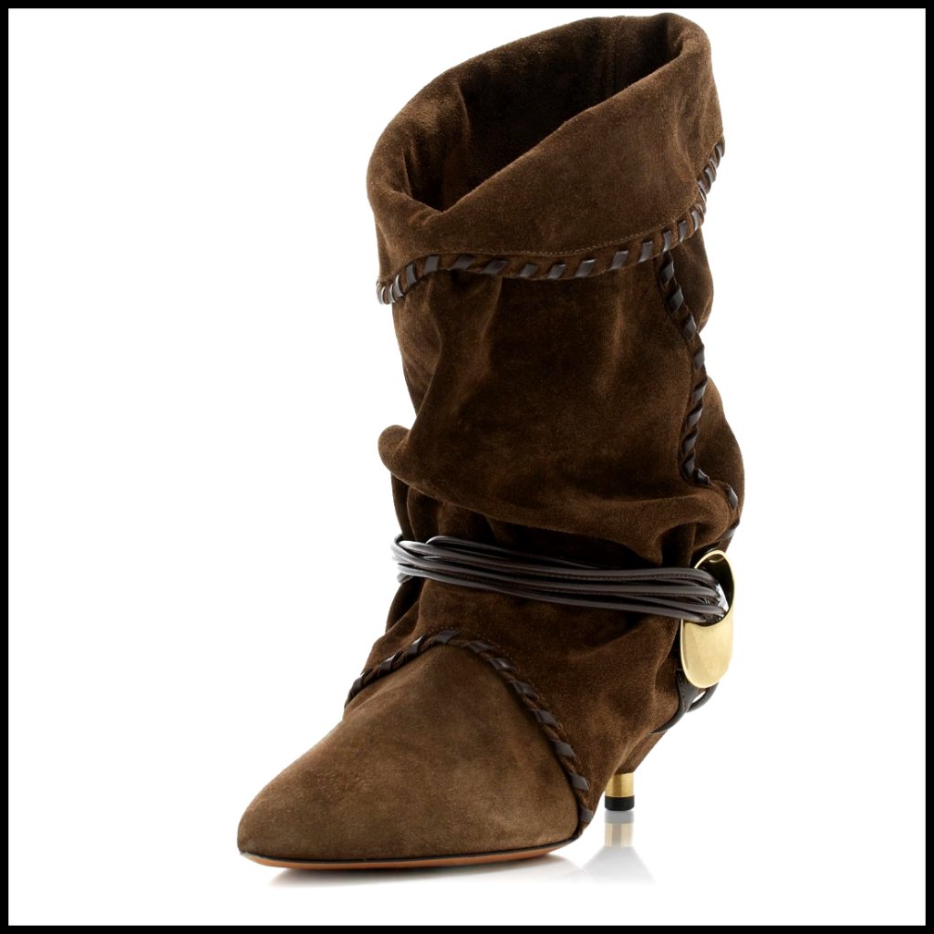 Slouchy Mid Calf Boots Pointed Toe Kitten Heel Pull On Elegant Chic